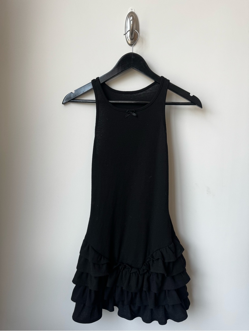 Black Ruffle Hem Tank Dress
